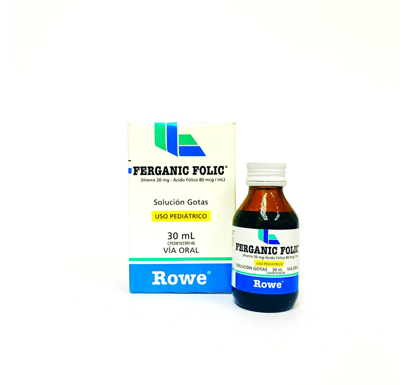 Ferganic Folic Ácido Fólico Hierro Gotas Pediátrico 20ml ml 30ml Rowe