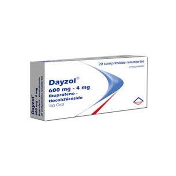 Dayzol Ibuprofeno Tiocolchicósido 600mg 4mg x 20 Comprimidos Leti