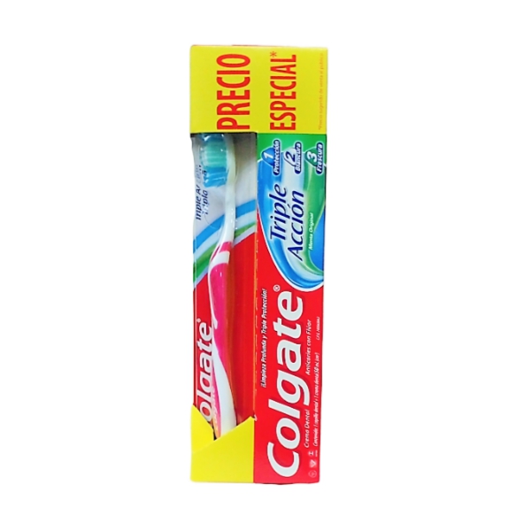 Colgate 2 Pack Crema Dental+ Cepillo Triple Accion Colores Surtidos ...