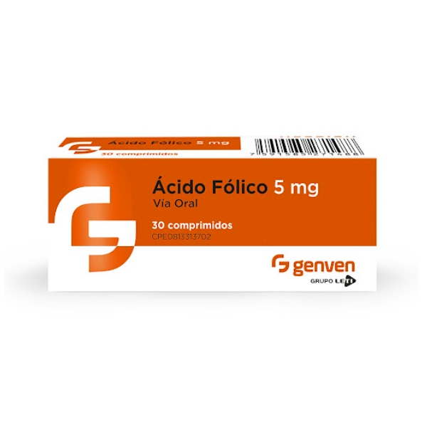 Ácido Fólico 5mg X 30 Tabletas Genven Farmadon La Farmacia De La Esquina 6947