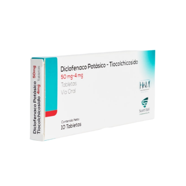 Diclofenac Pot Sico Tiocolchicosido 50Mg 4Mg X 10 Tabletas H M   Diclofenac Potasico Tiocolchicosido 50Mg 4Mg X 10 Tabletas HM 