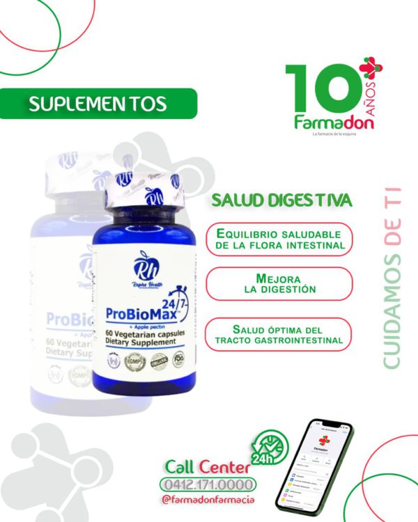 Probiomax 24-7 X 60 Cápsulas Rapha Health - Imagen 2